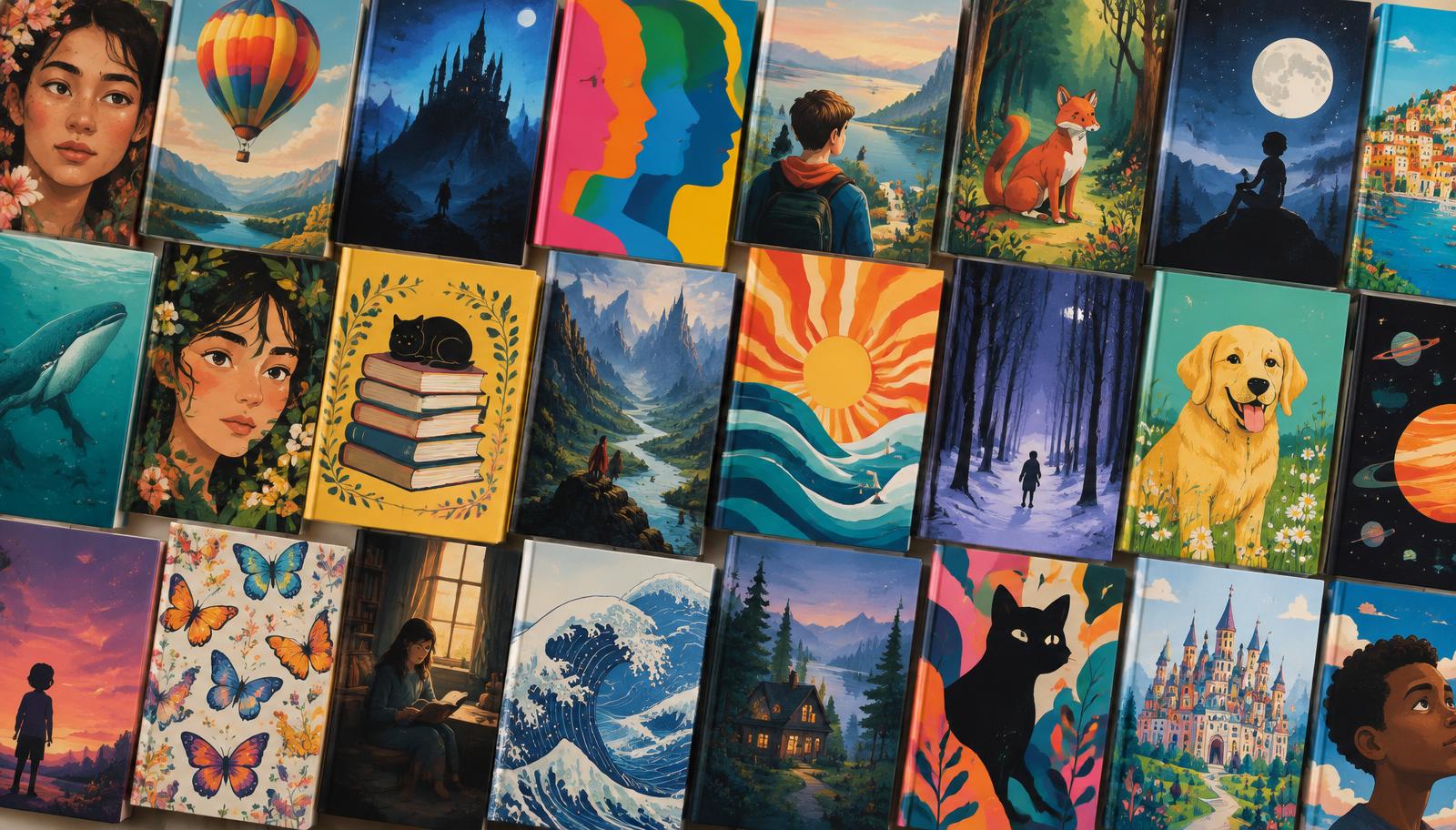 A grid of colorful young-adult and children's book covers